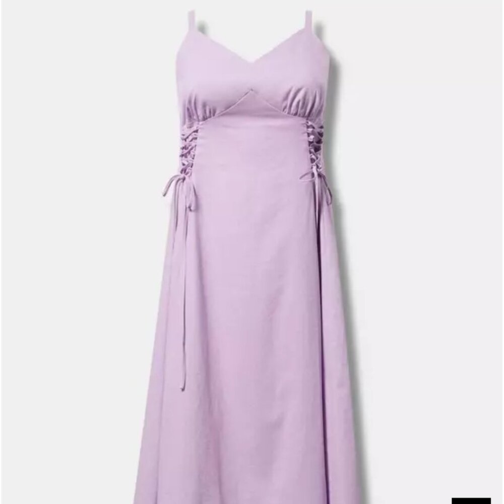 Torrid Lilac Tea Length Lace-Up Dress